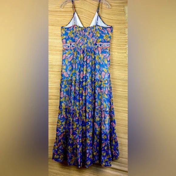 Verb Pallavi Singhee Anthropologie Dress Sequin Paisley Floral In Blue.. Size 10 - Picture 8 of 16